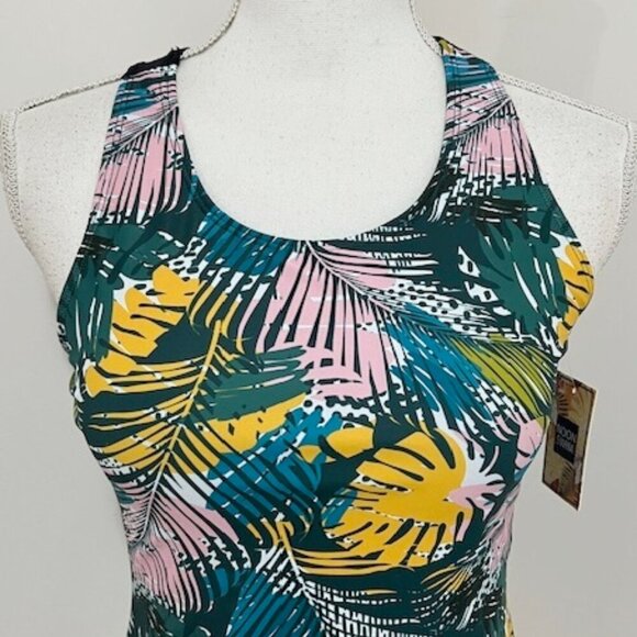 Noon Swim Tropical Padded Tankini Swim Top Racerback Size 8 - Picture 3 of 8